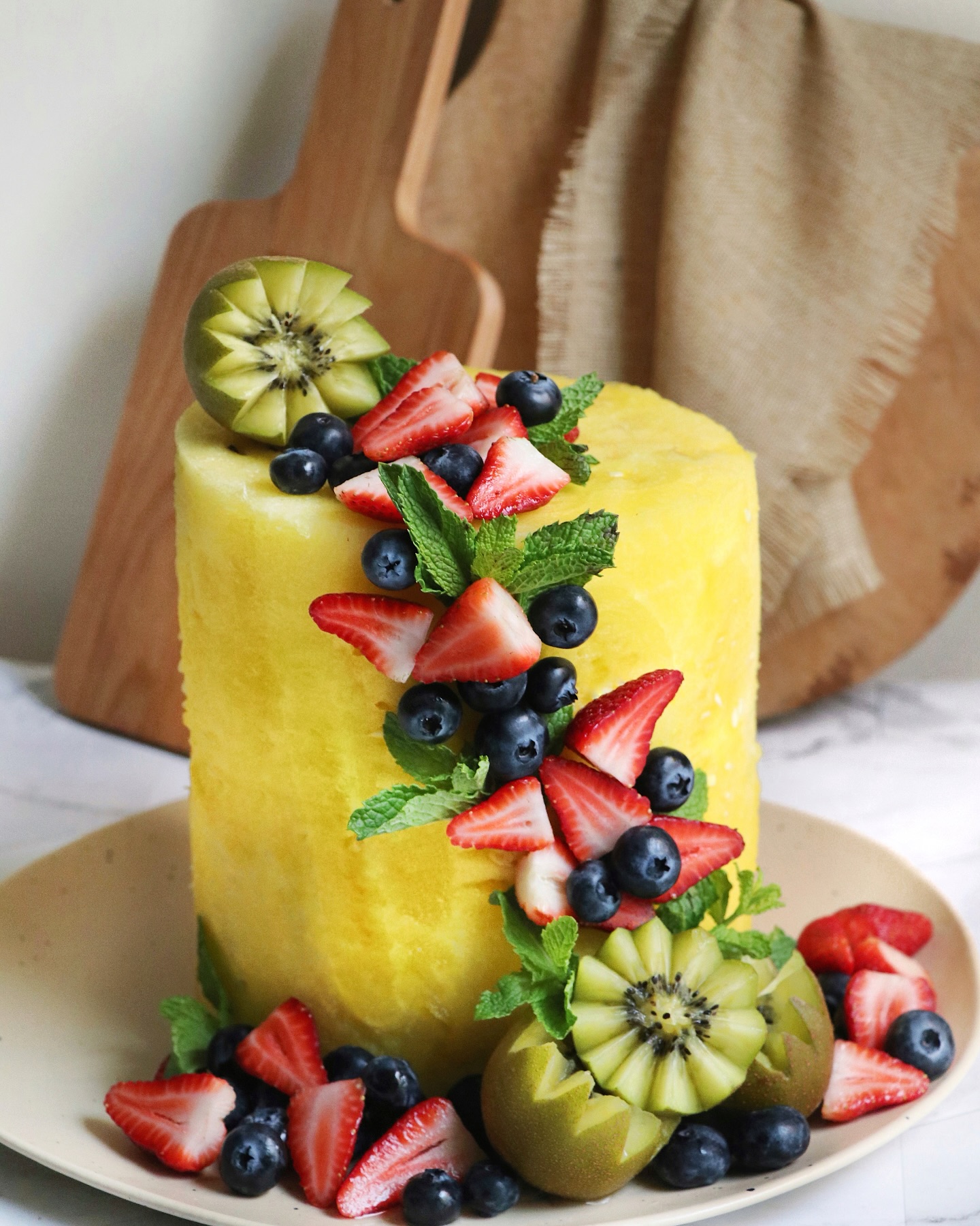 Welcoming May with a bright yellow watermelon cake 🍉💛 How pretty does that look? 😍

I missed playing around with fruits and I had this watermelon lying around in the house waiting to be sliced so I decided to get a little creative 🥰 

Being creative has always been one of my strengths which I feel I haven’t been polishing much lately. 
The past few months, maybe even years really, I feel like the focus of my content has been following trends and well, that is what gets the most numbers 📈 🤷🏻‍♀️

My entire Instagram explore page is often the same trending topics, recipes, audio… which I feel can be a little overwhelming sometimes. So here’s a little something refreshing, something that makes my soul happy to create 💛 

Making a watermelon cake is such a great way to celebrate any occasion, they look beautiful and everyone can have a slice without worrying about the calories 🤭🍉 
.
.
#cake #recipe #watermeloncake #watermelon  #vegan #dubaifoodblogger #yellowwatermelon #fruitcake #summervibes☀️